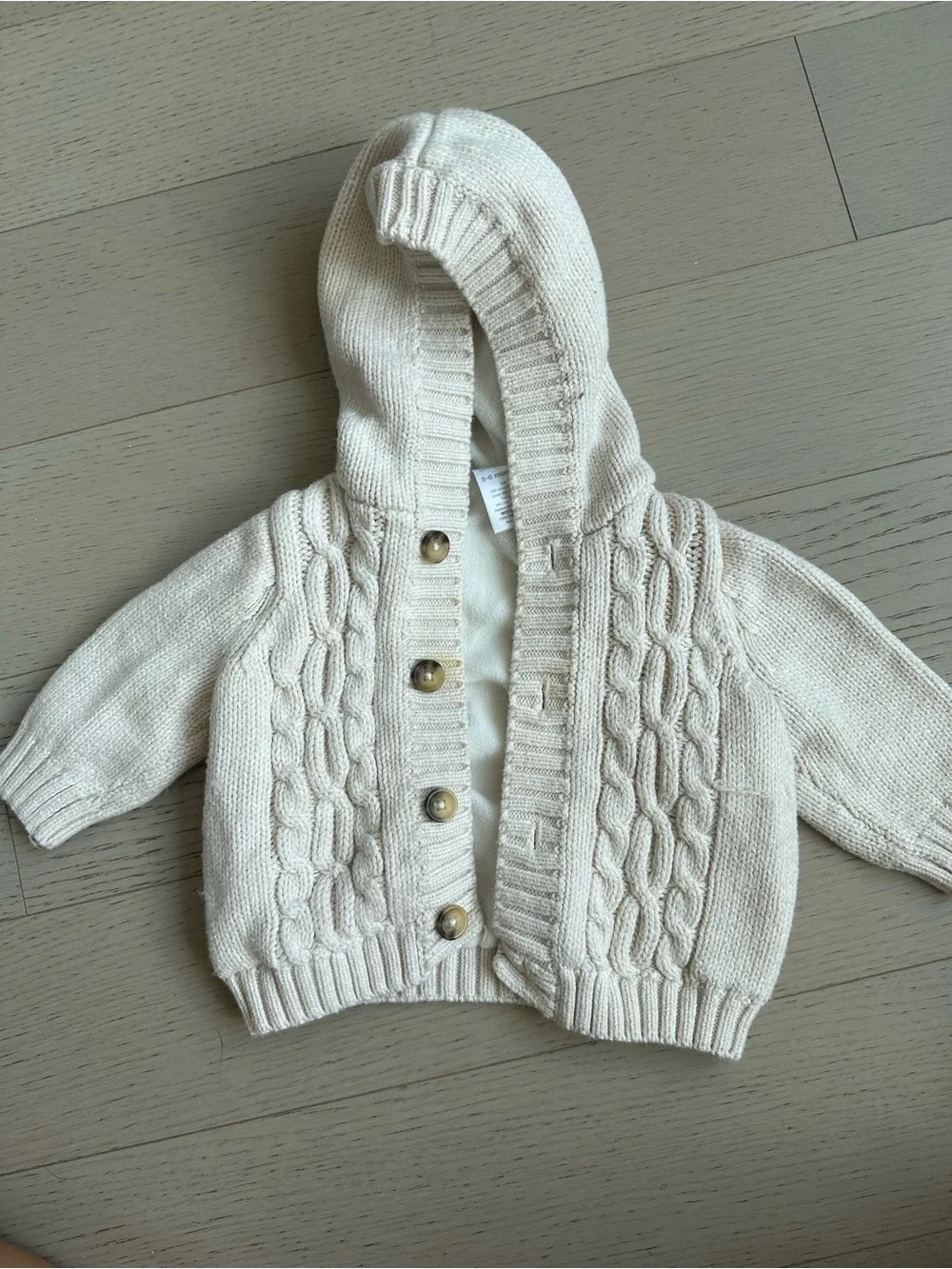 GAPe Baby Blue Knit Hooded Sweater with Bear-Ear Detail + beige sweater